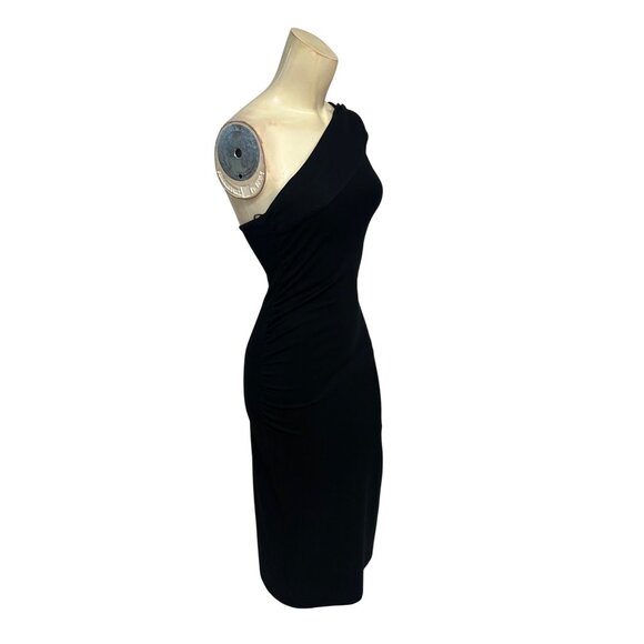 VICTOR GLEMAUD Black One-Shoulder Ruched Jersey Midi Dress Gown Size XS - Picture 4 of 7